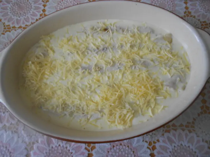 Запеченные блины с курицей и шампиньонами: шаг 8