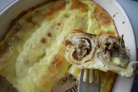 Запеченные блины с курицей и шампиньонами: шаг 9