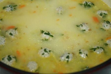 Сливочно-мускатный суп с индюшиными фрикадельками и фарфалле: шаг 8