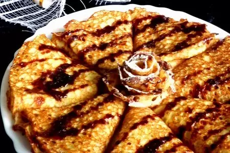 Гурьевские блины с шоколадным соусом: шаг 8
