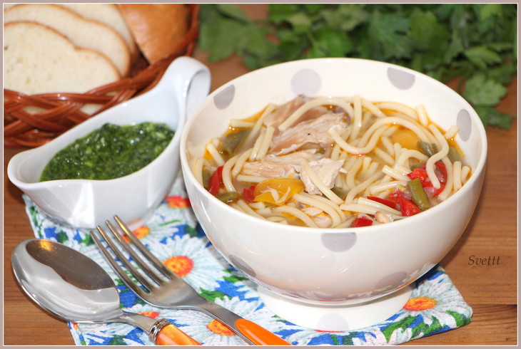 Средиземноморский суп с кроликом, овощами и spaghetti : шаг 9