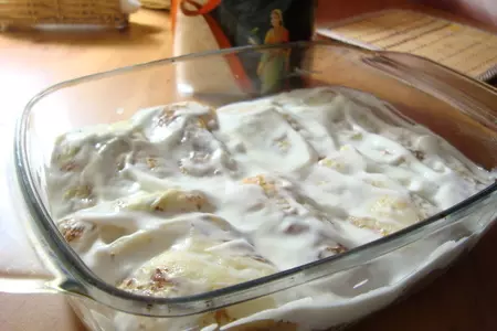 Блинный пирог с рисом, яйцом и зелёным луком.: шаг 7