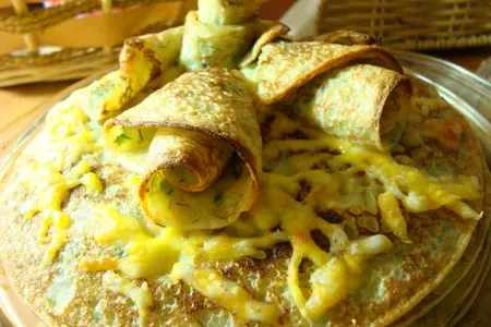 Блинный пирог с сыром и зеленью.: шаг 13