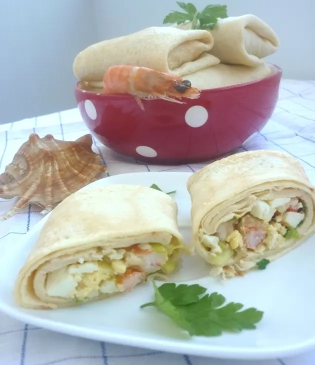 Блины с начинкой из креветок: шаг 5