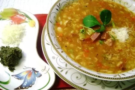 Минестроне с белой фасолью, орзо и окороком.: шаг 6