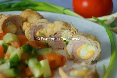 Фламенкины с начинкой из сыра, яиц и зеленого лука: шаг 6