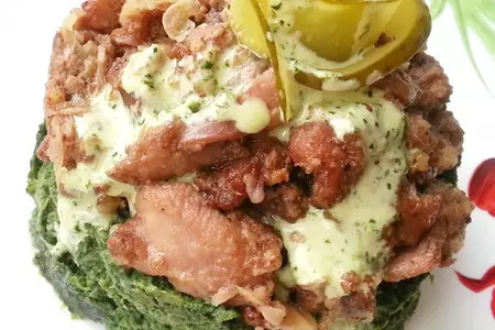 Курица с орехами на зеленой подушке: шаг 8