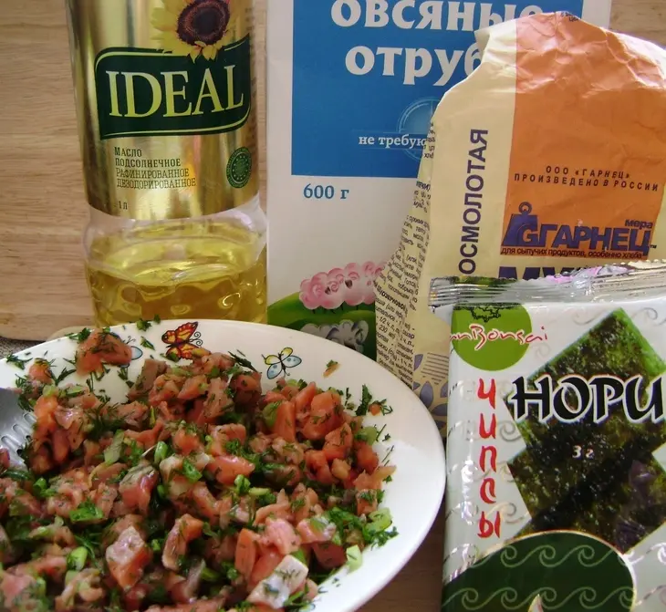 Блинчики отрубные с нори и кетой. идеальная польза.: шаг 2