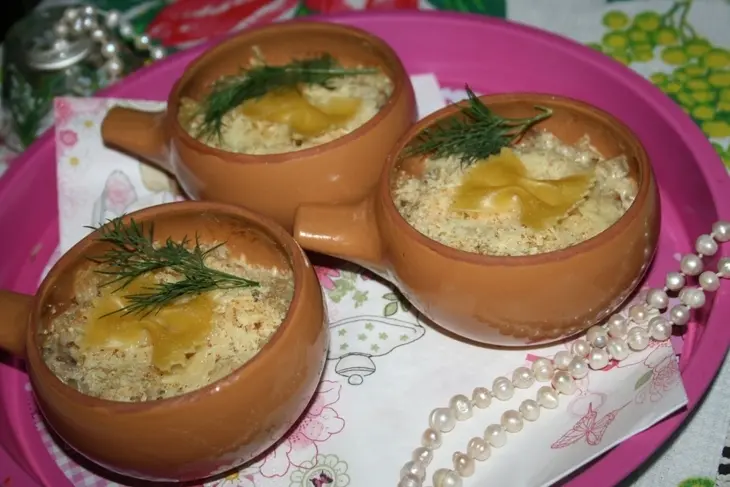 Жульен с утиным конфитом, королевскими шампиньонами и farfalle borges: шаг 15