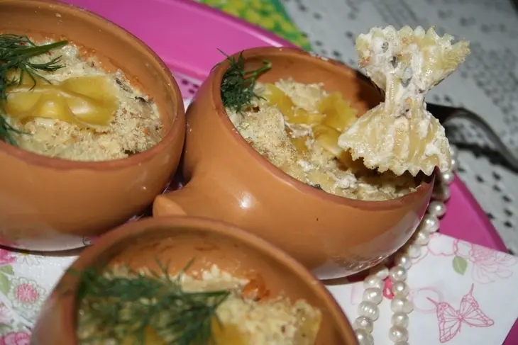 Жульен с утиным конфитом, королевскими шампиньонами и farfalle borges: шаг 16
