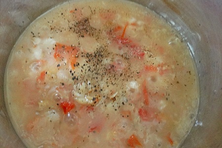 Соте с морепродуктами и пастой под соусом из морских гребешков.: шаг 5