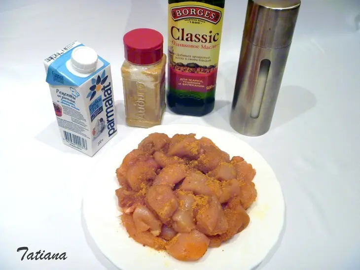 Паста farfalle с курицей карри в сливочном соусе: шаг 4