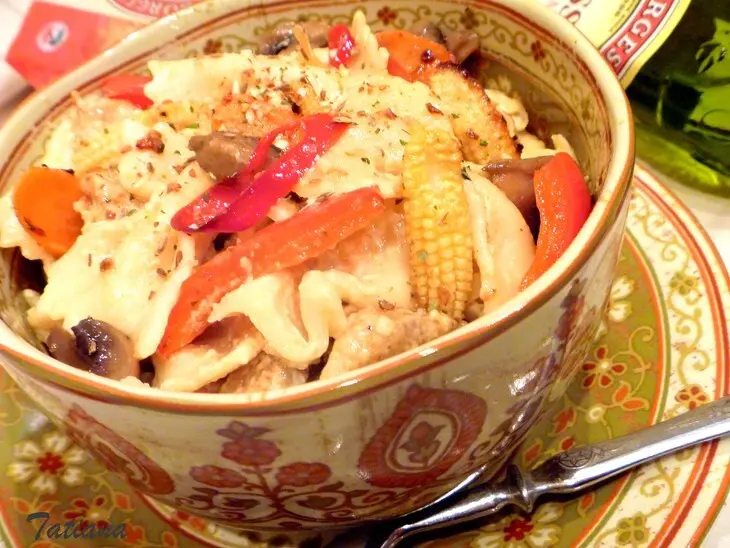 Паста farfalle с курицей карри в сливочном соусе: шаг 5