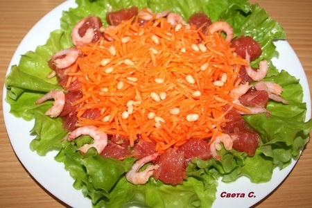 Морковный салат с грейпфрутом и креветками: шаг 5
