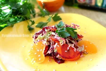 Свекольный салат с курагой и мандаринами: шаг 6