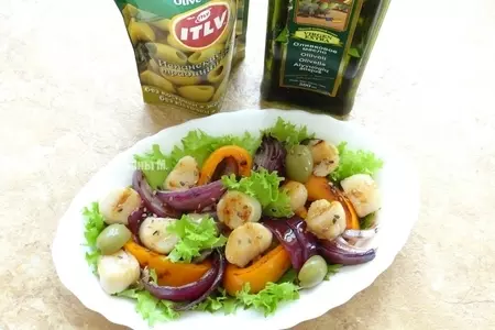 Теплый салат-гриль из овощей с гребешками: шаг 7