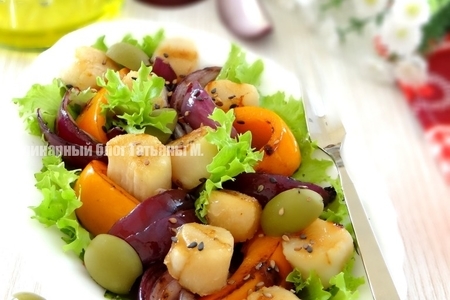 Теплый салат-гриль из овощей с гребешками: шаг 8