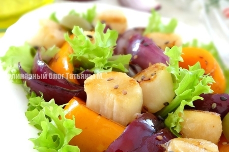 Теплый салат-гриль из овощей с гребешками: шаг 9