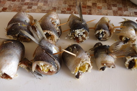 Салака-гриль, фаршированная кускусом с оливками.: шаг 4