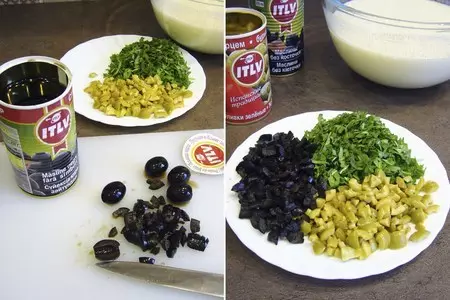 Домашний диетический сыр с рукколой, маслинами и оливками.: шаг 3