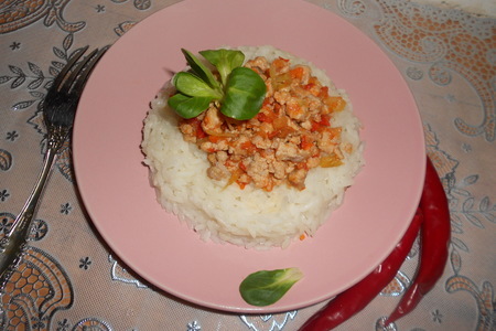 Рис жасмин с фаршем индейки и домашней  аджикой: шаг 7