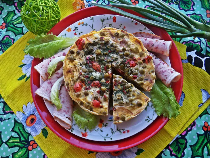 Омлет с горошком и томатом в свч: шаг 9
