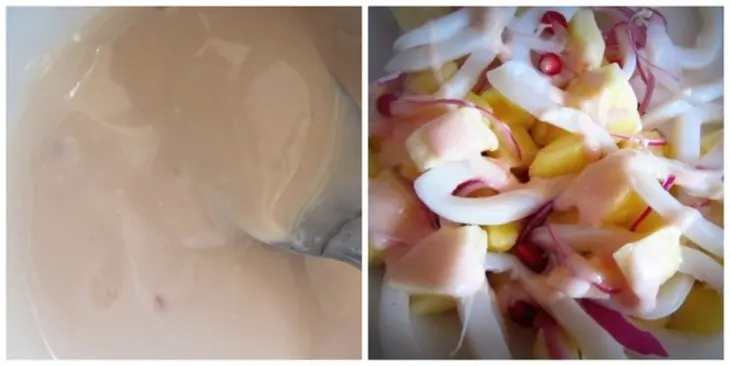 Салат с кальмарами и яблоками под йогуртовым соусом: шаг 3