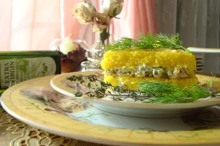 Полента с фаршем и двумя видами сыра.: шаг 12
