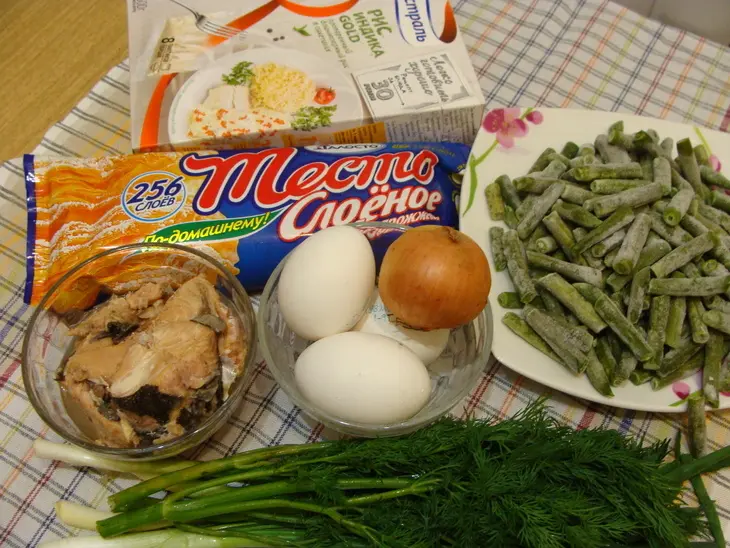 Пирог с рисом, фасолью и рыбой: шаг 1