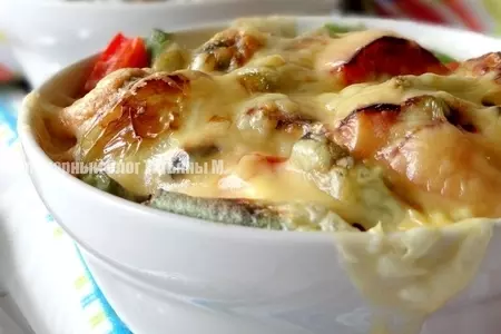 Мидии, запеченные с овощами под сыром со сливками: шаг 8