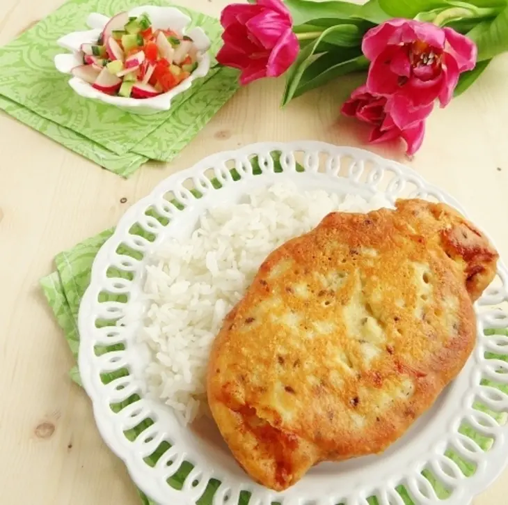 Куриные отбивные в гороховом кляре с рисом: шаг 10