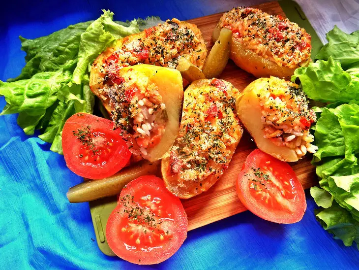 Картофель,запечённый с креветочной начинкой: шаг 9