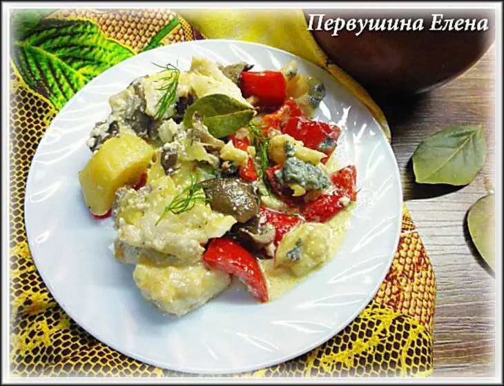 Треска с овощами и грибами в сливочно-соевом соусе: шаг 10
