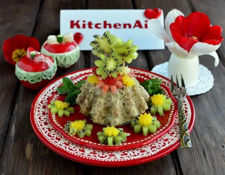 Мясное пирожное с персиками: шаг 7