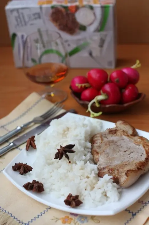 Пьяненькая свинина на косточке с рисом "звезда": шаг 7