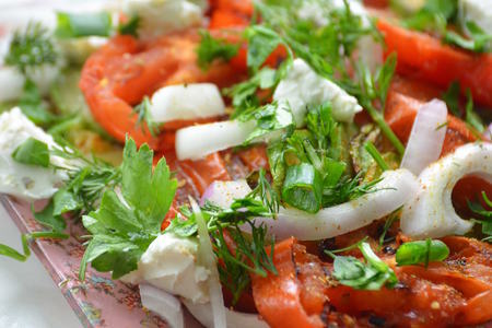 Салат из запеченных овощей с творожным сыром : шаг 4