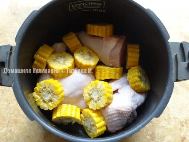 Курица с кукурузой, томленные в апельсиновом соке: шаг 2