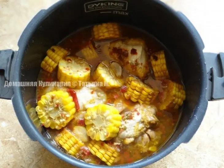 Курица с кукурузой, томленные в апельсиновом соке: шаг 7