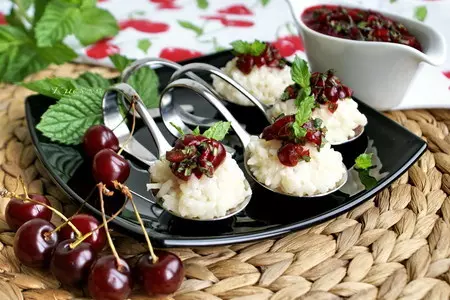 Ризотто с кокосовым молоком и  мятно-вишневым песто: шаг 7