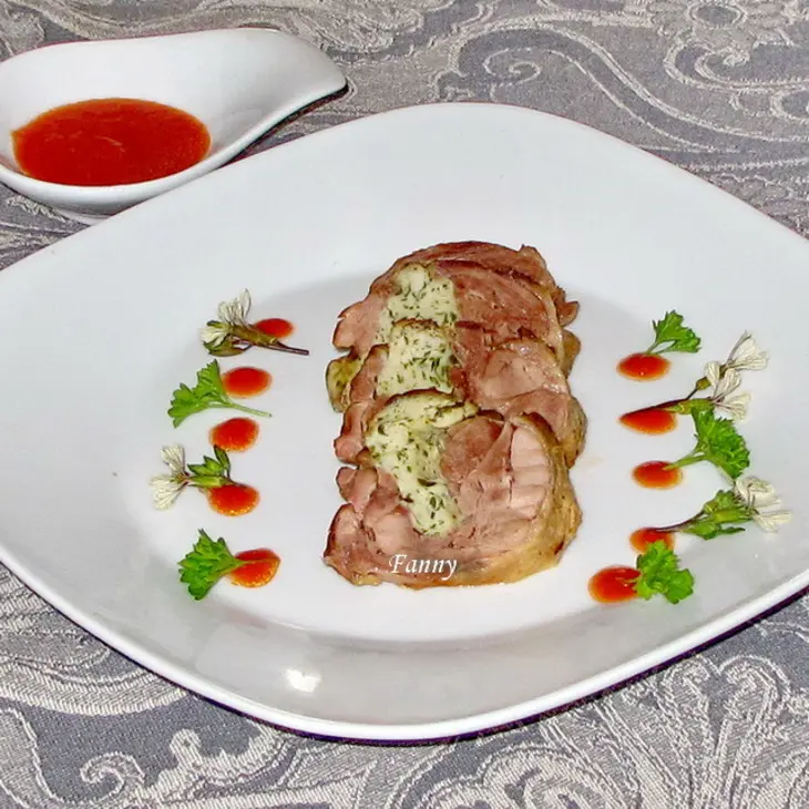 Утиные окорочка, фаршированные куриным муссом с томатным соусом: шаг 9