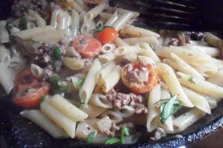 Паста с мясным фаршем и грибами: шаг 6
