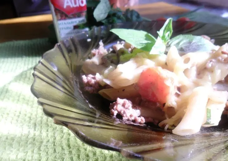 Паста с мясным фаршем и грибами: шаг 8