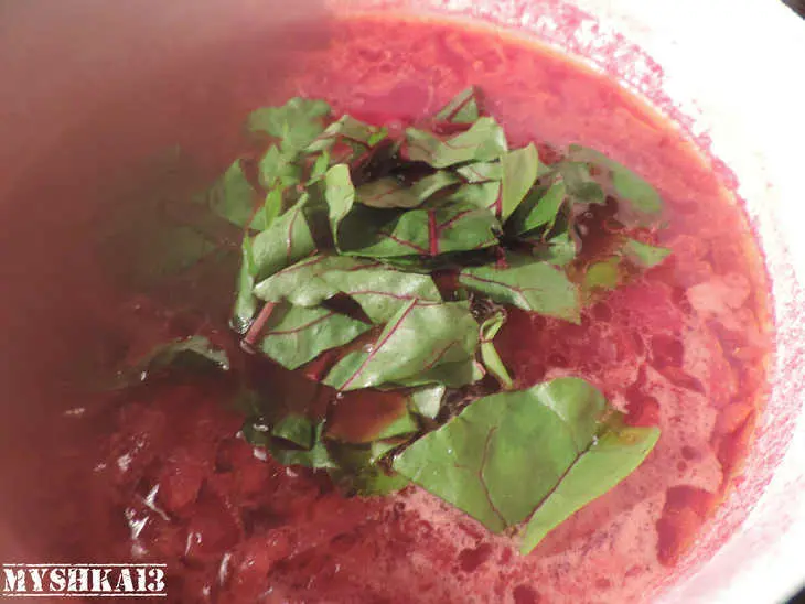 Свекольник с молодым мангольдом и рисом: шаг 9