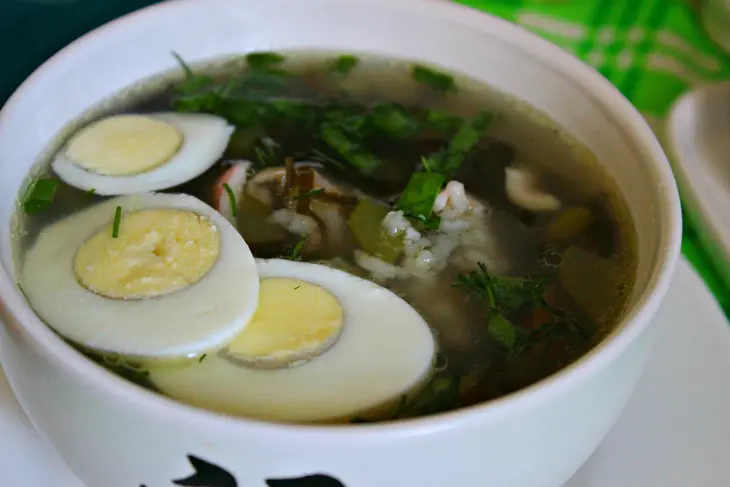 Суп с морской капустой, рисом и кальмарами: шаг 10