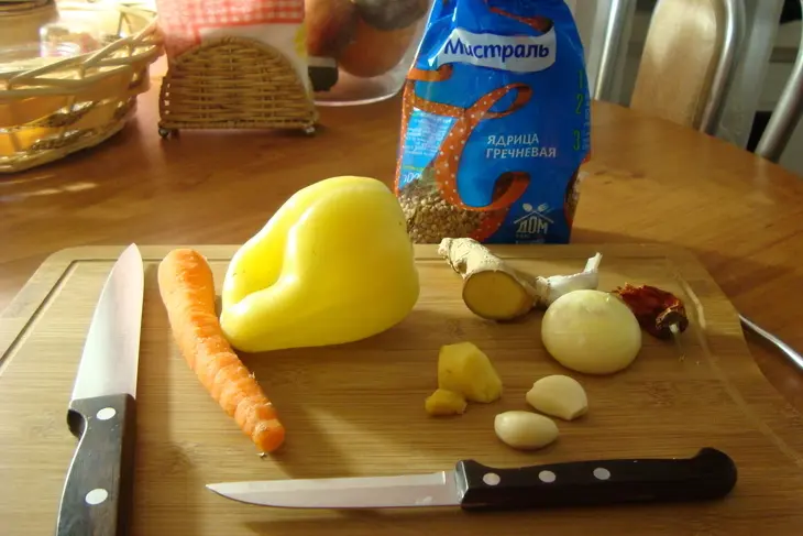 Камбала с гречкой и имбирём: шаг 1