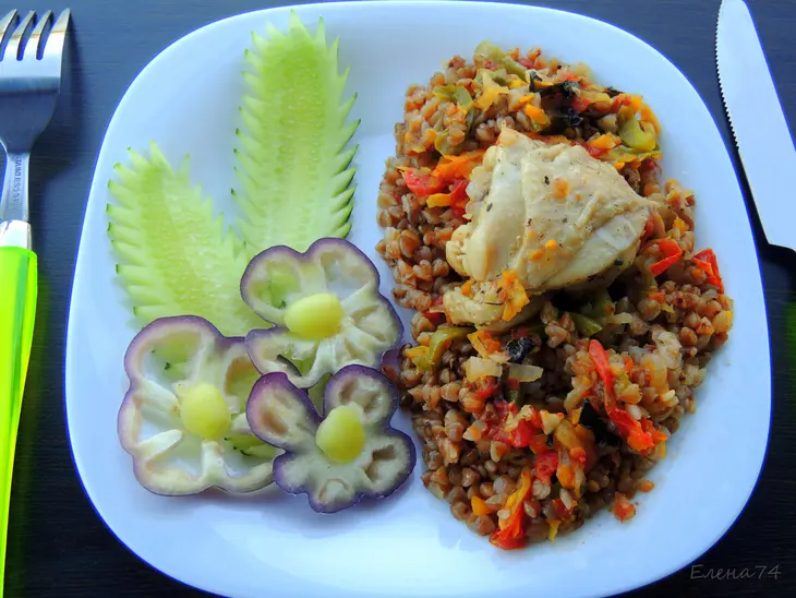 Гречка с овощами и курицей в мультиварке: шаг 10