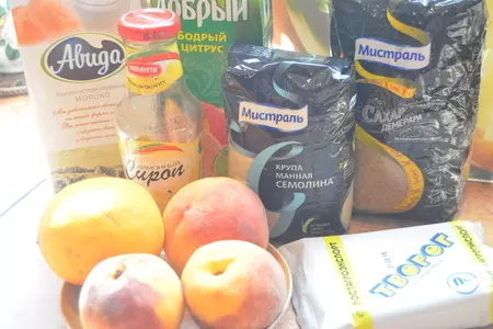 Манно-творожный десерт с персиками: шаг 1