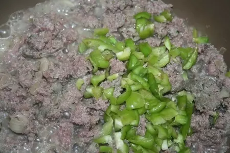 Тортилья с фаршем, помидором, моцареллой и зеленью: шаг 2