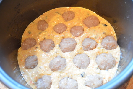 Сырный пирог с фрикадельками из индейки в мультиварке: шаг 6
