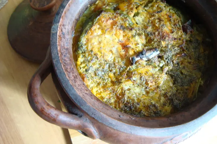 Перец фаршированный овощами и рисом, запечённый в духовке в горшке // ужин выходного дня: шаг 5